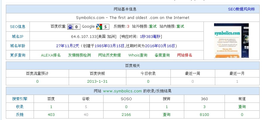 symbolics.com网站的基本信息